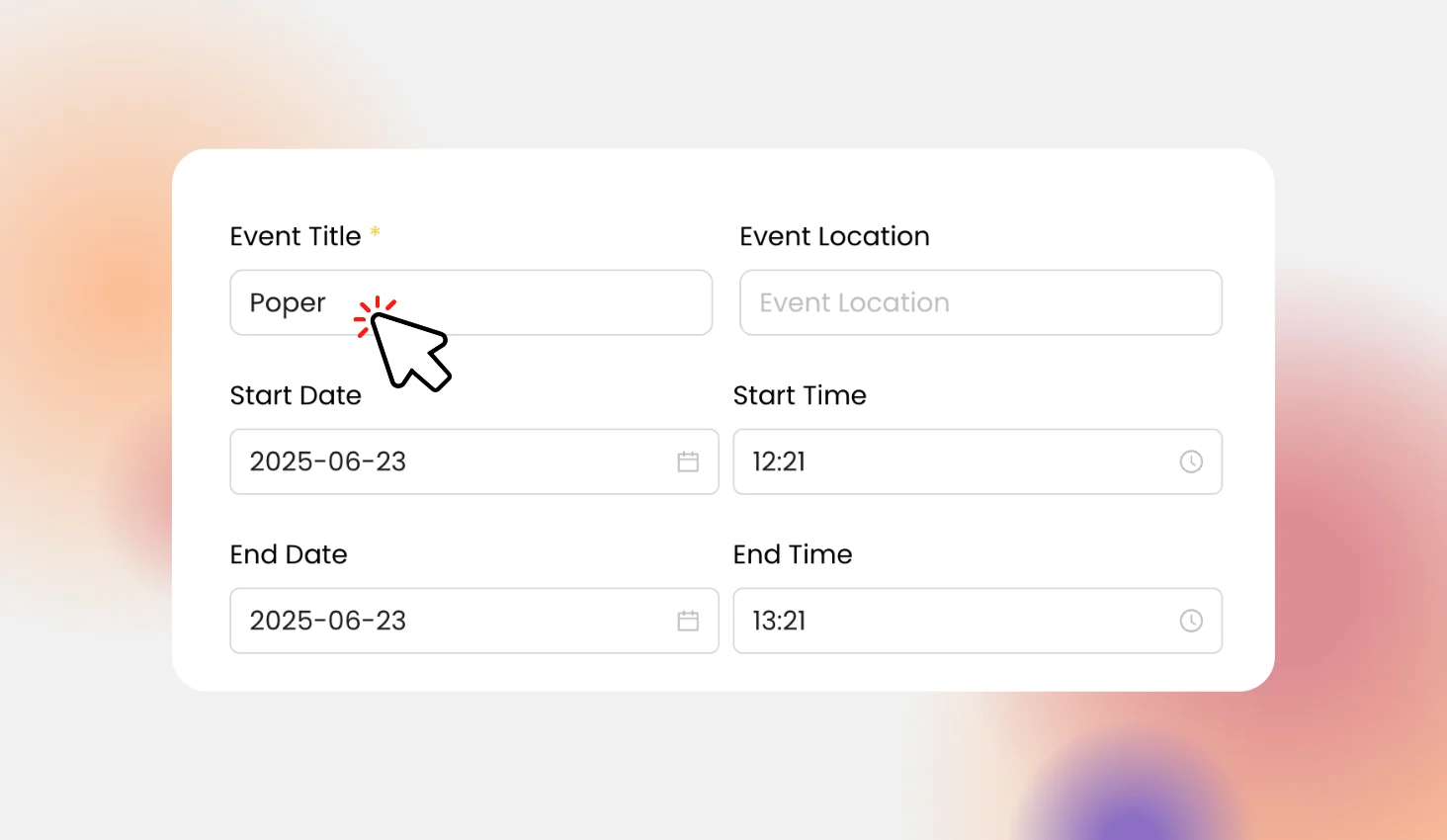 Enter Event Title and Location