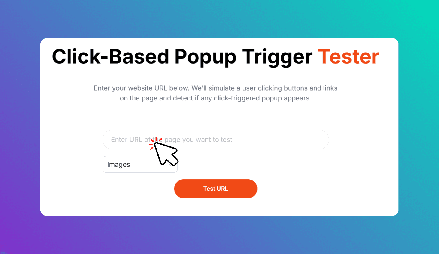 Enter URL of the page you want to test