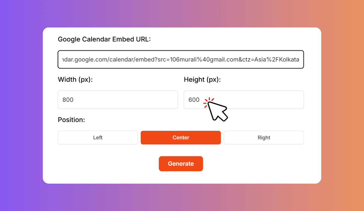 Enter Google Calendar Embed URL