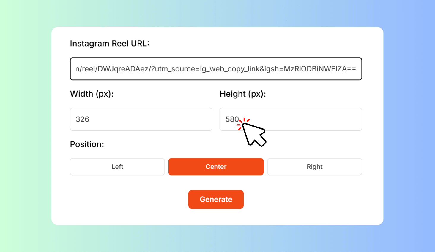 Enter Instagram Reel URL