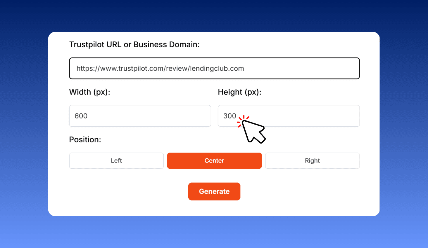 Enter Trustpilot URL or Domain