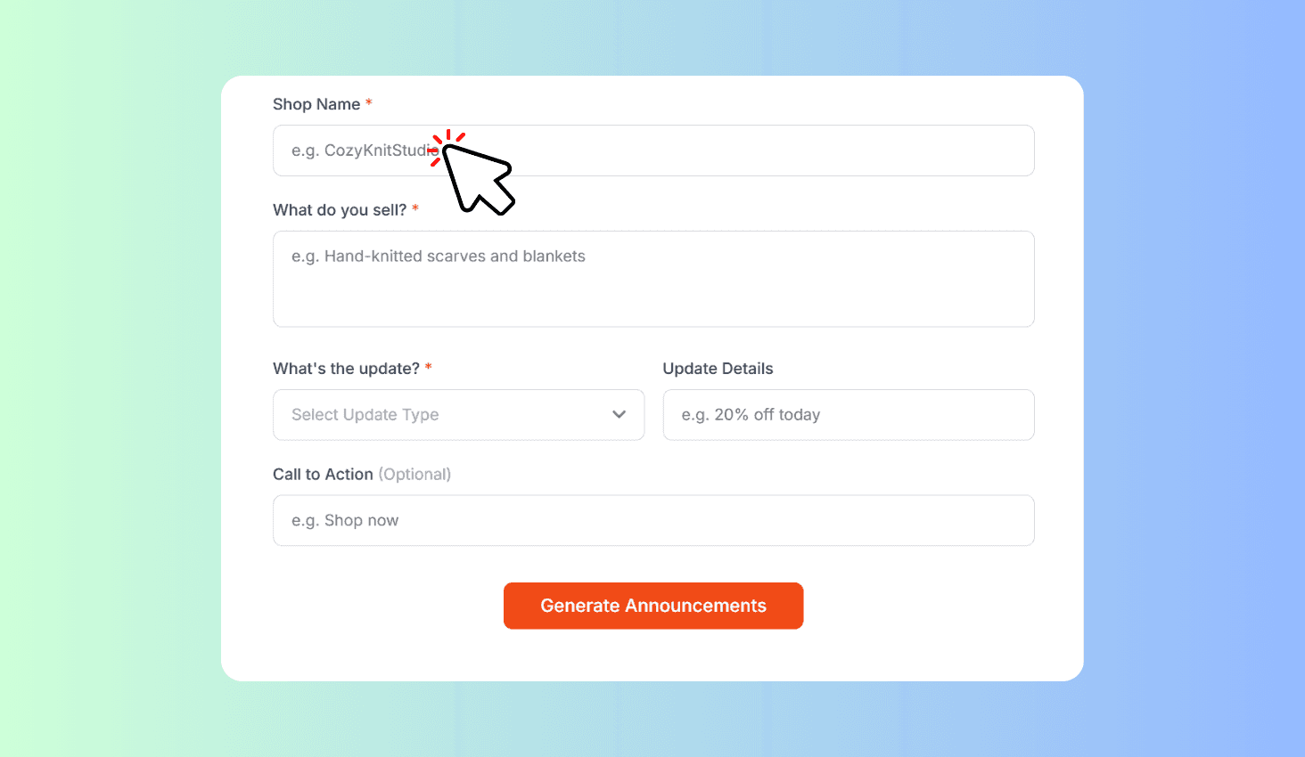 Enter Your Shop Details