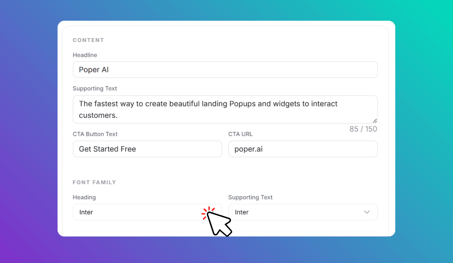 Set Headline, CTA & Fonts