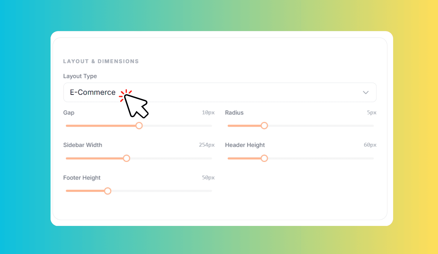 Select Layout & Adjust Dimensions