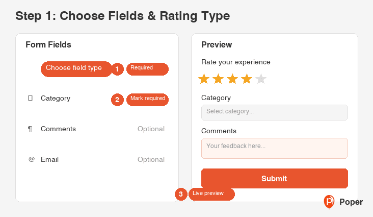 Choose Fields and Rating Type