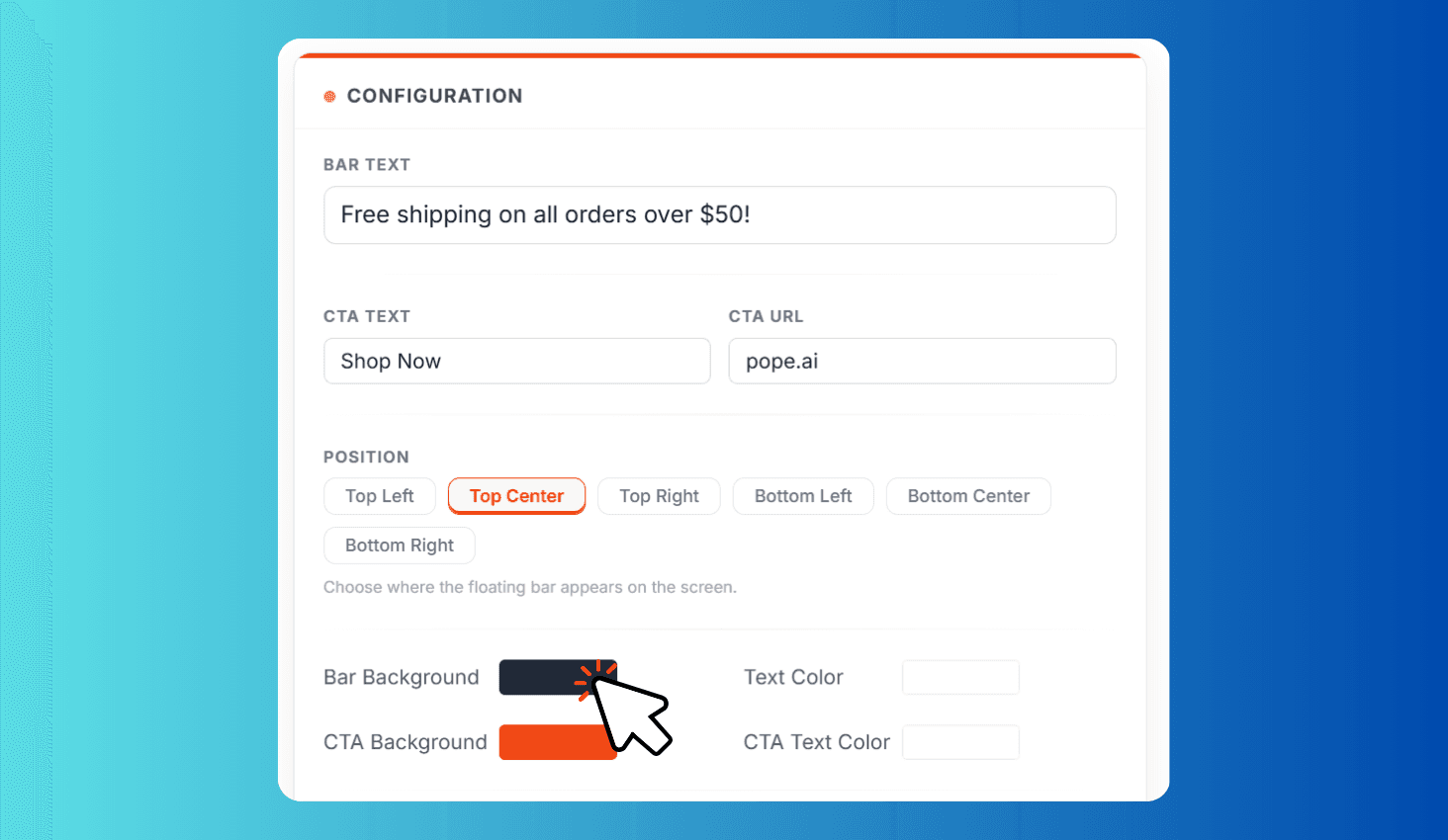 Set Position, Text, and CTA