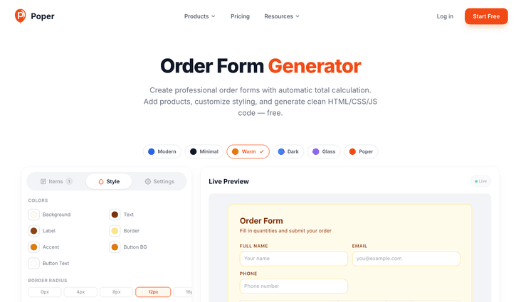 How the Order Form Code Generator Works