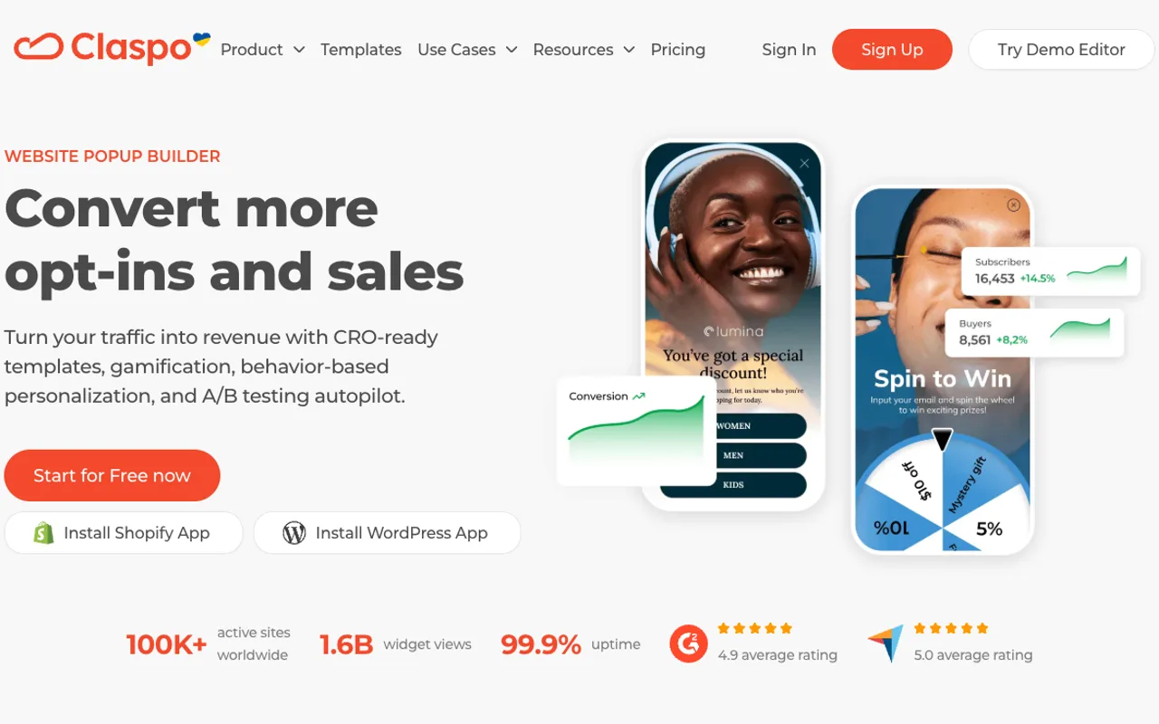 Claspo homepage