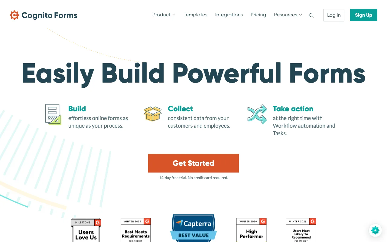 Cognito Forms homepage