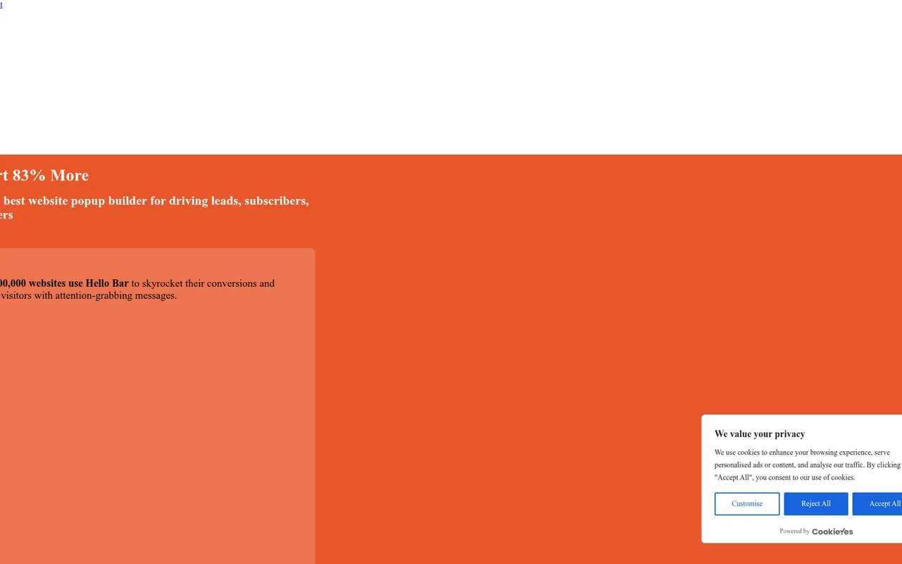 Hello Bar homepage