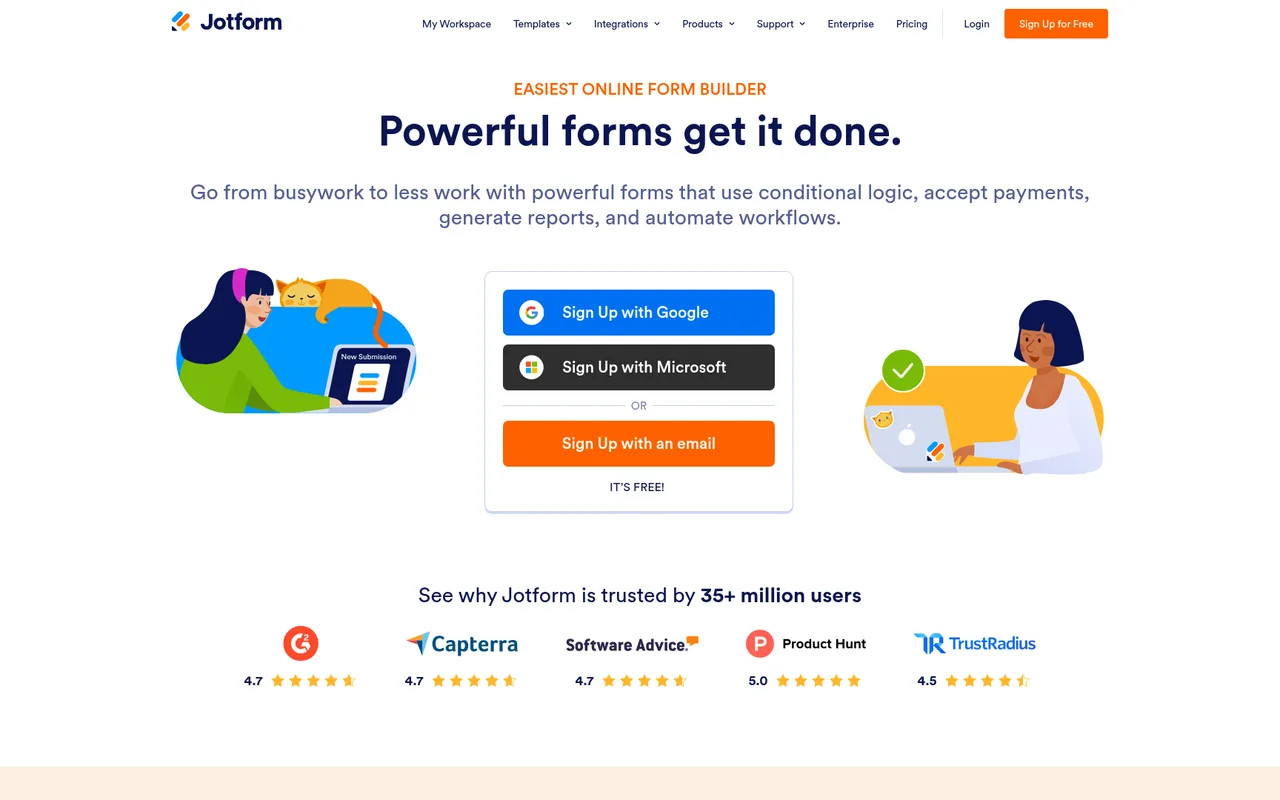Jotform homepage