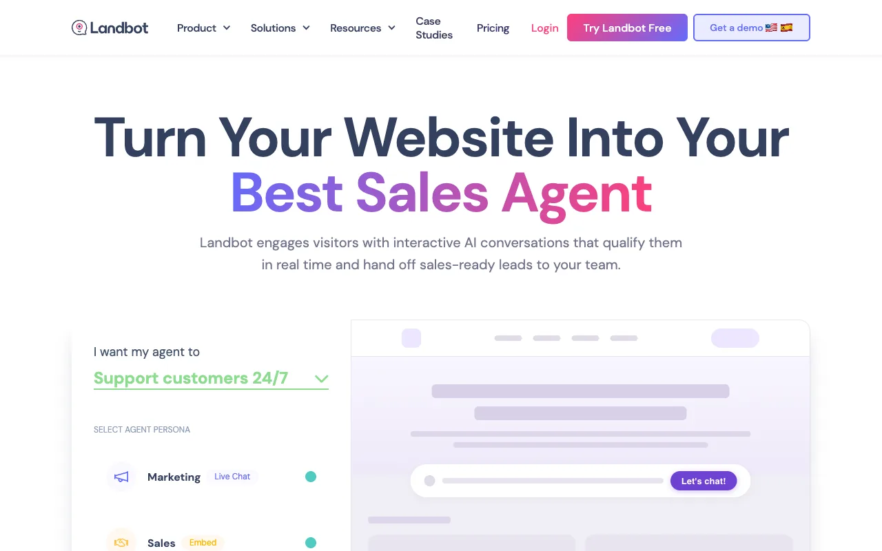 Landbot homepage