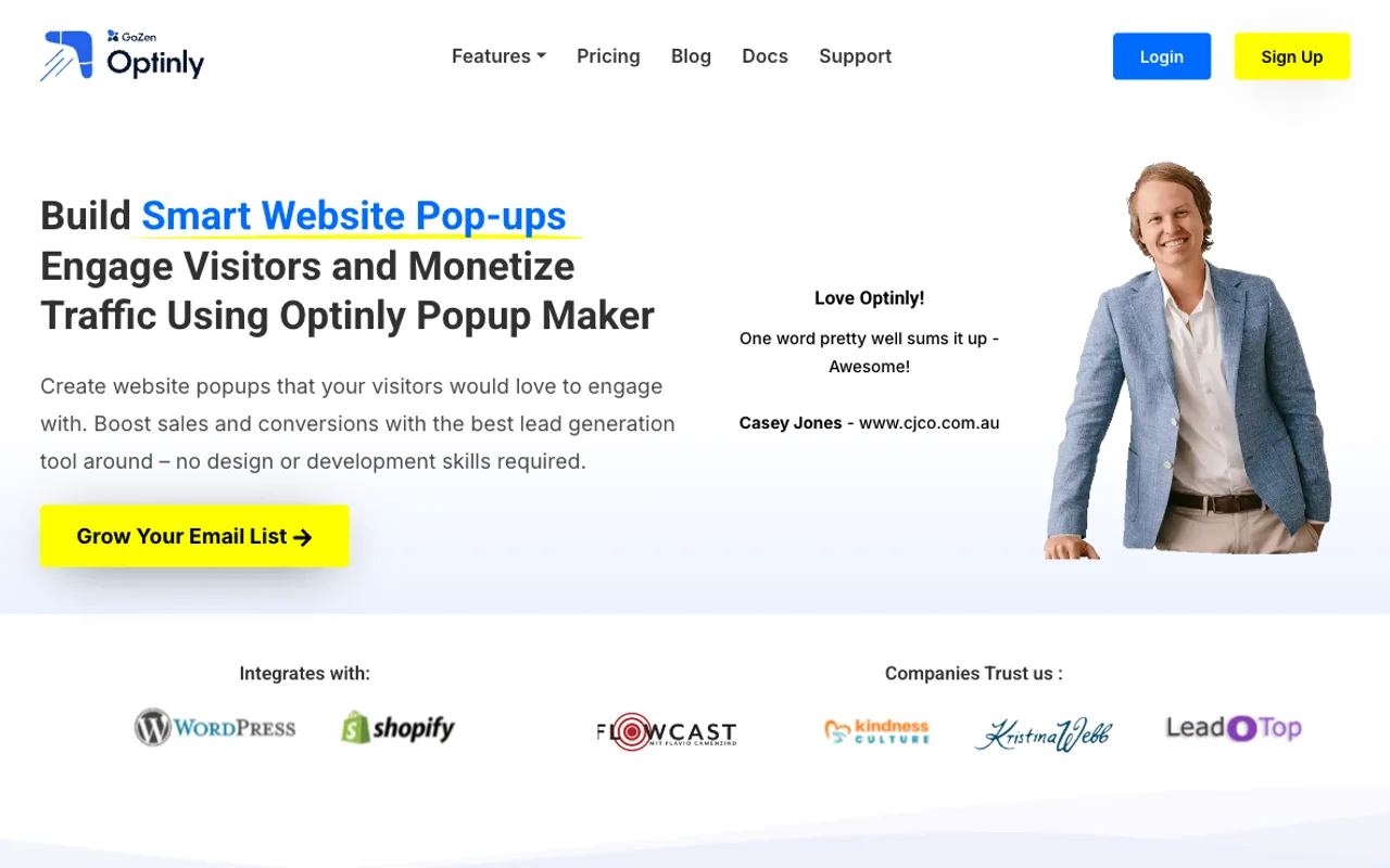 Optinly homepage