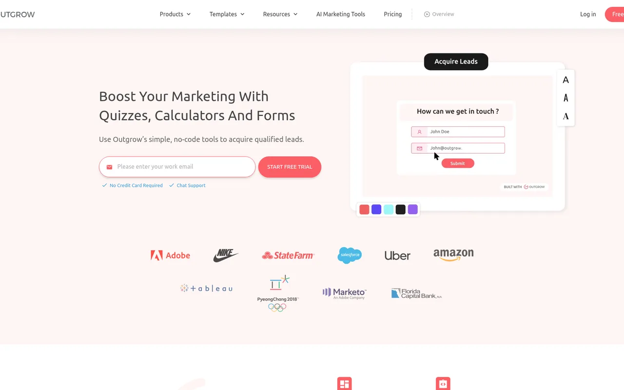 Outgrow homepage