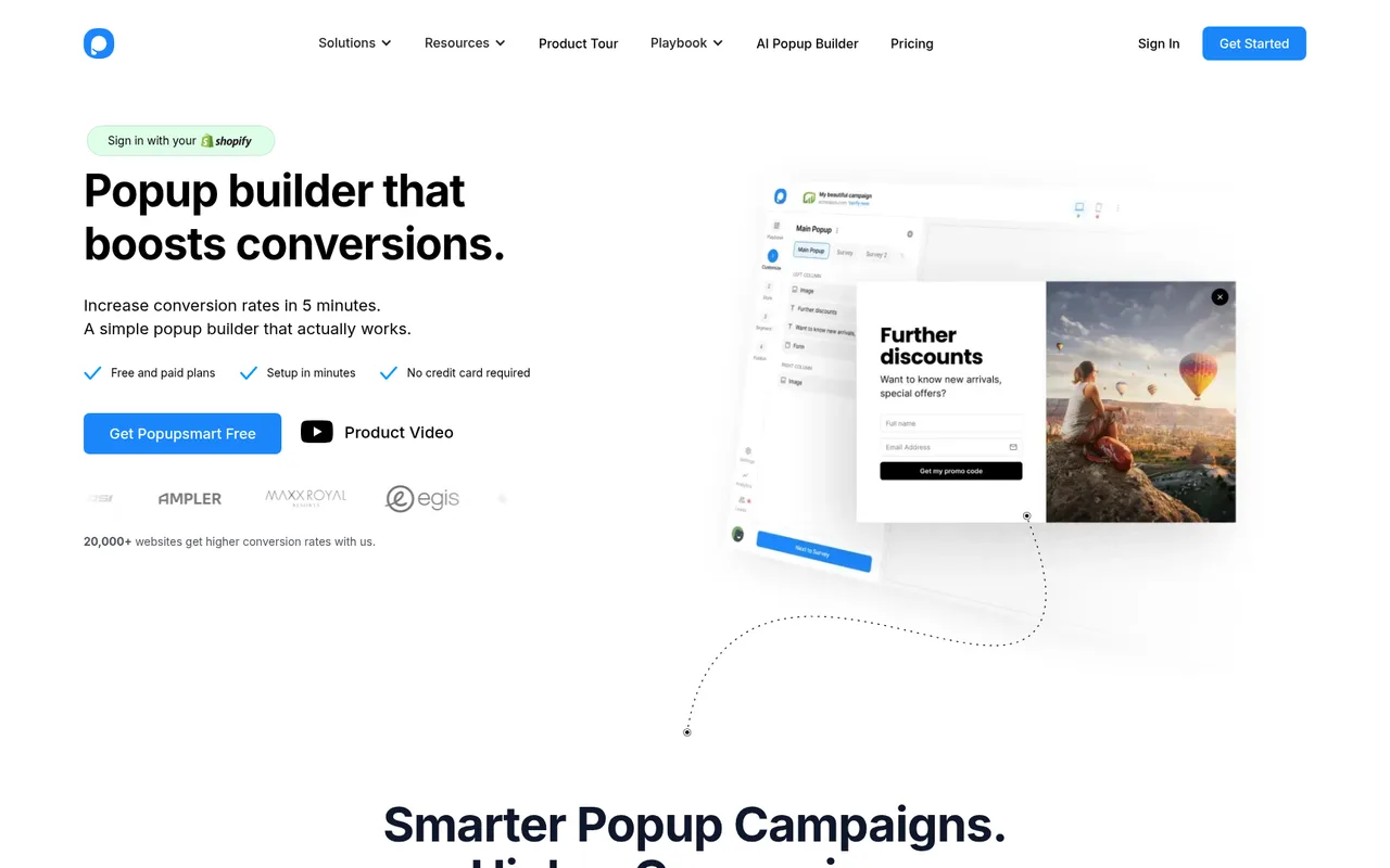 Popupsmart homepage