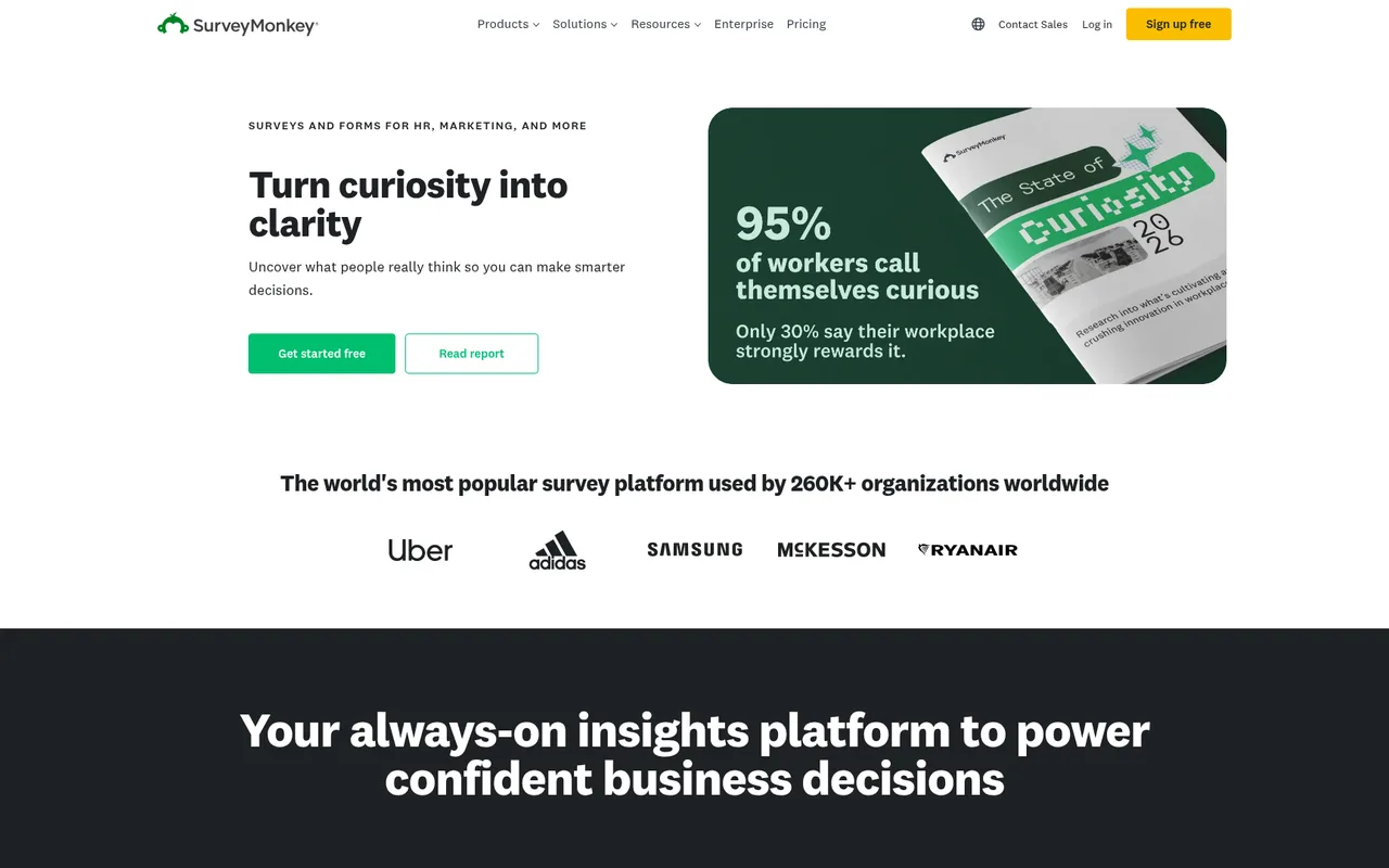 SurveyMonkey homepage