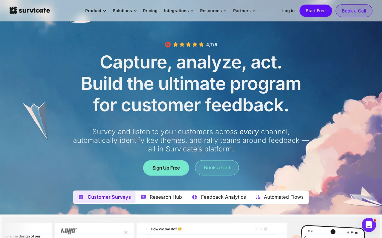 Survicate homepage