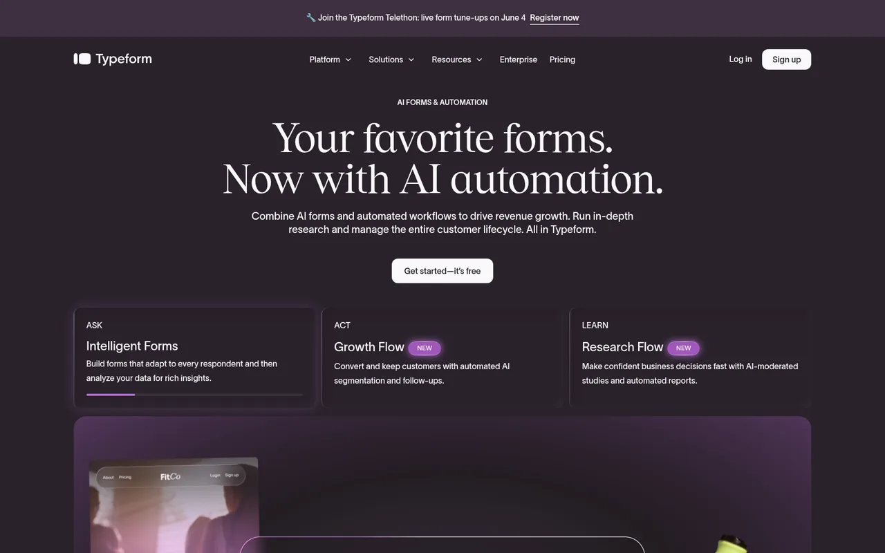 Typeform homepage