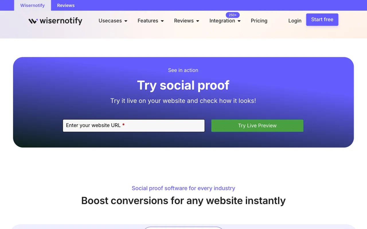 WiserNotify homepage