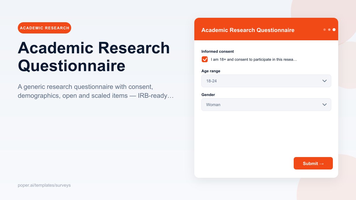 Academic Research Questionnaire template preview