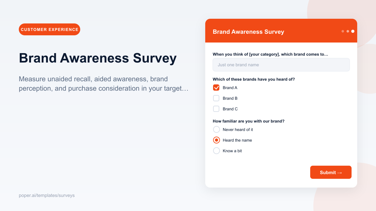 Brand Awareness Survey template preview