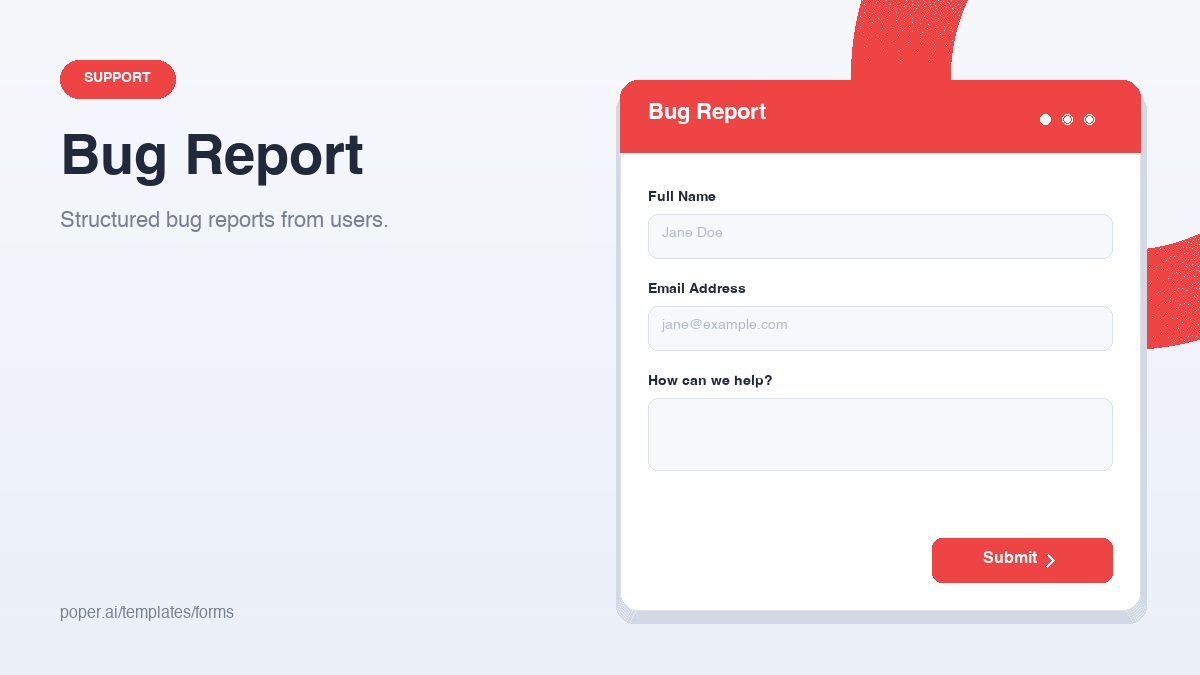 Bug Report Form template preview