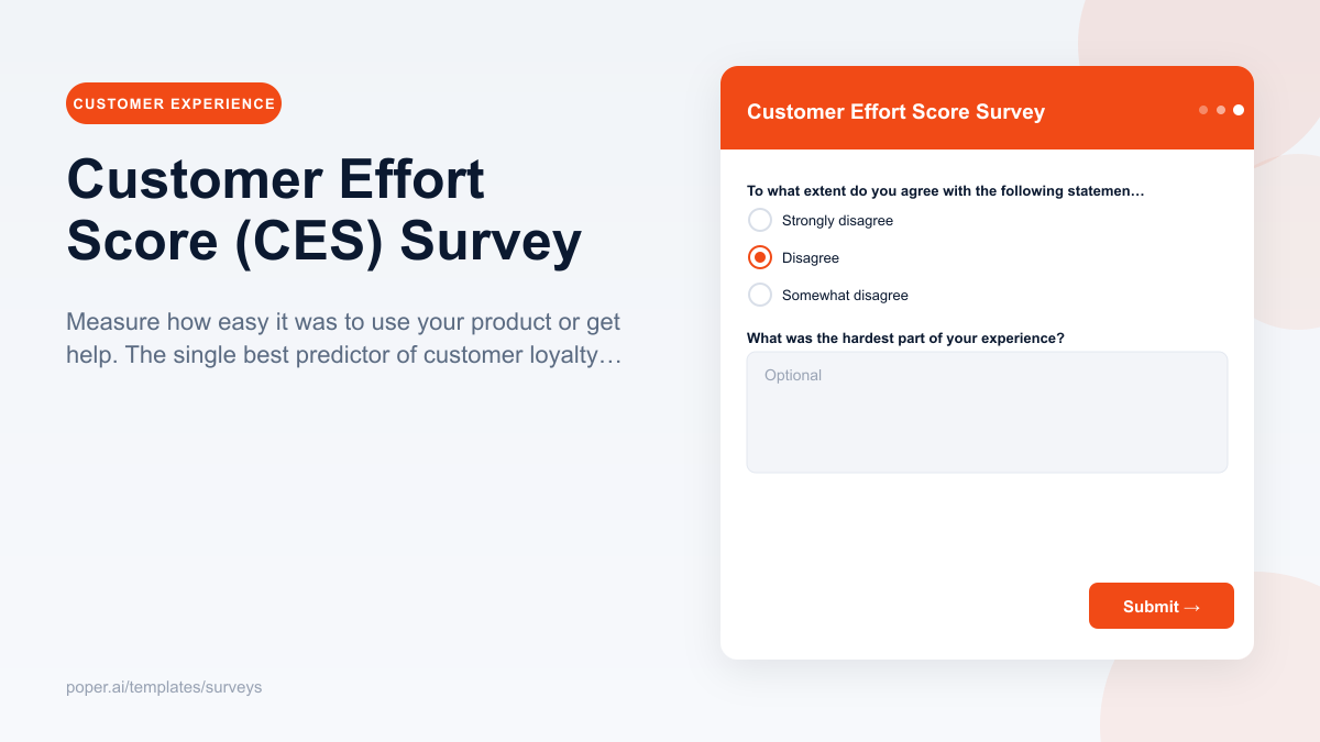 Customer Effort Score (CES) Survey template preview