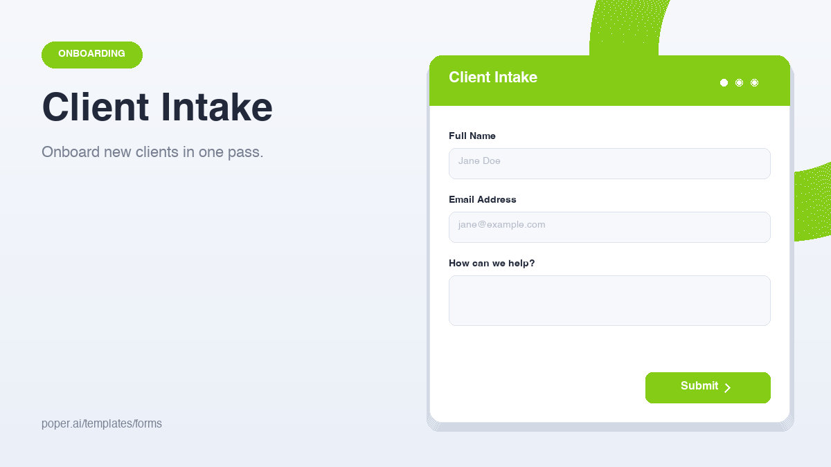 Client Intake Form template preview