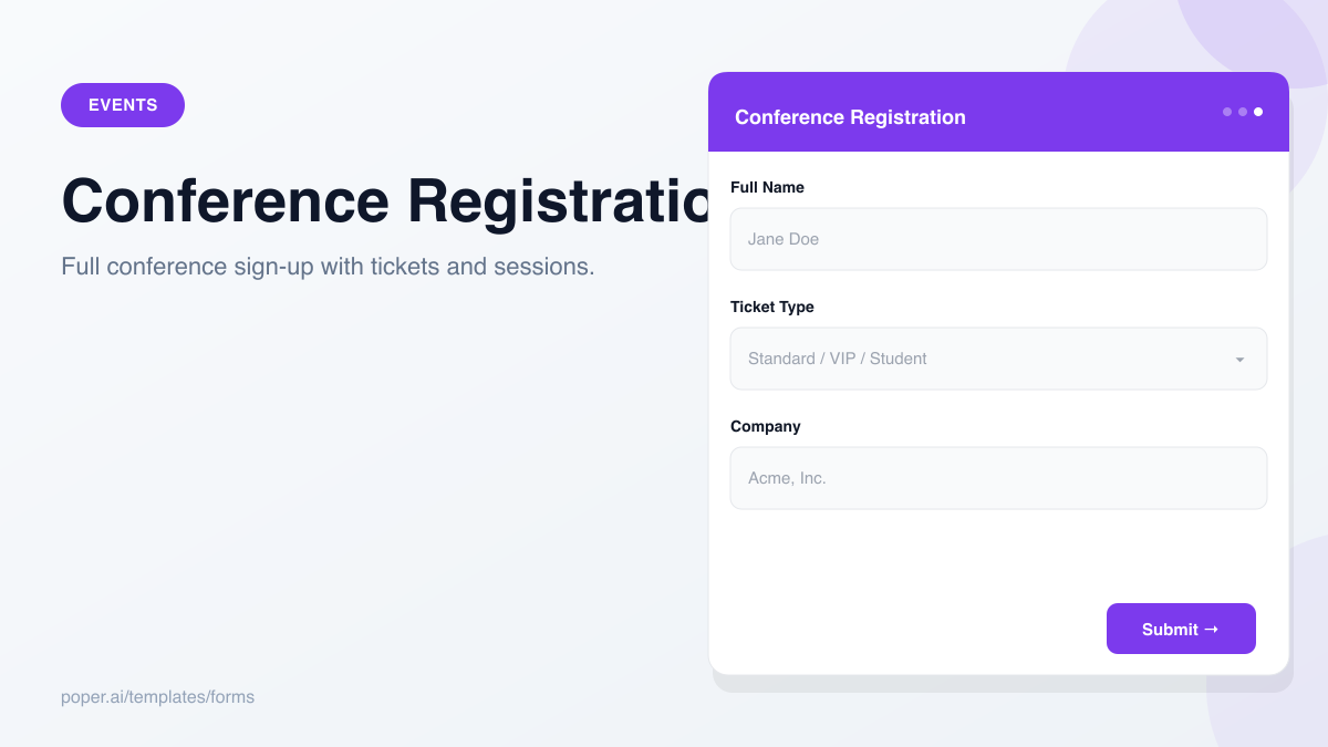 Conference Registration Form template preview