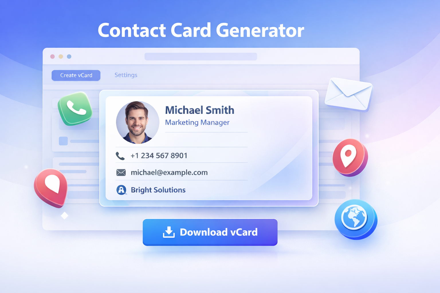 Free Contact Card (vCard) Generator - Poper