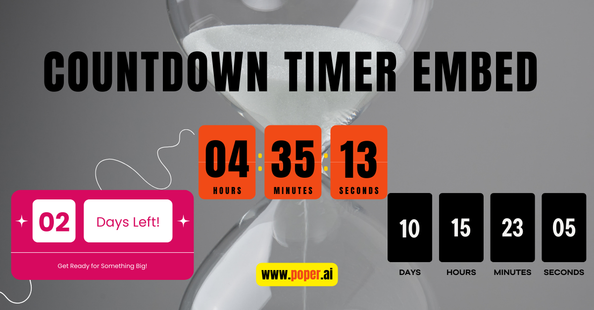 Free countdown timer embed generator by poper