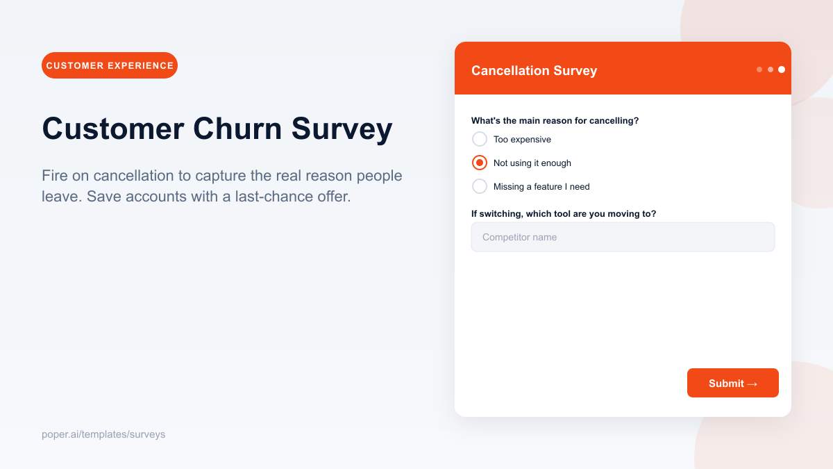 Customer Churn Survey template preview