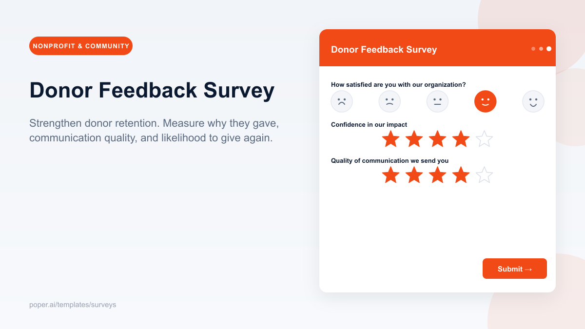 Donor Feedback Survey template preview