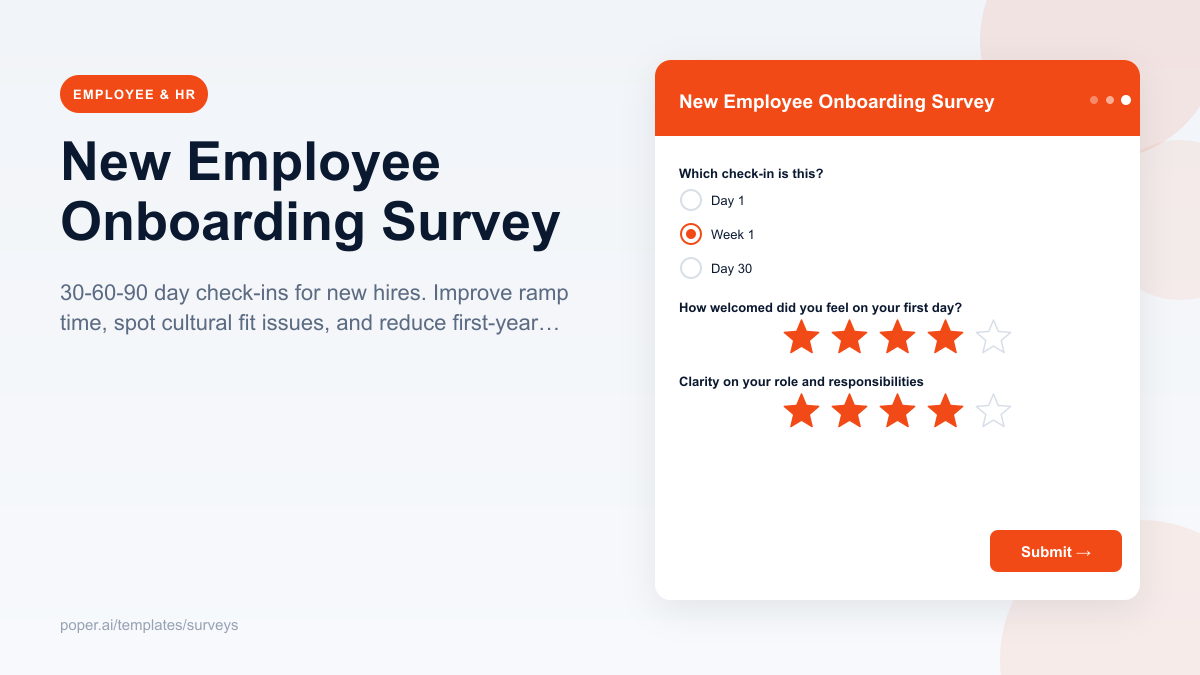 New Employee Onboarding Survey template preview