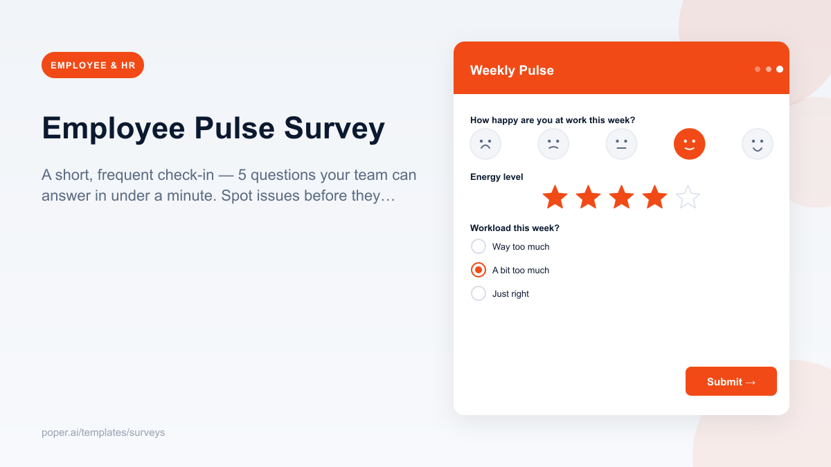 Employee Pulse Survey template preview