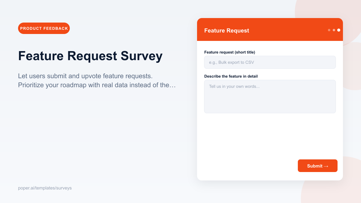 Feature Request Survey template preview