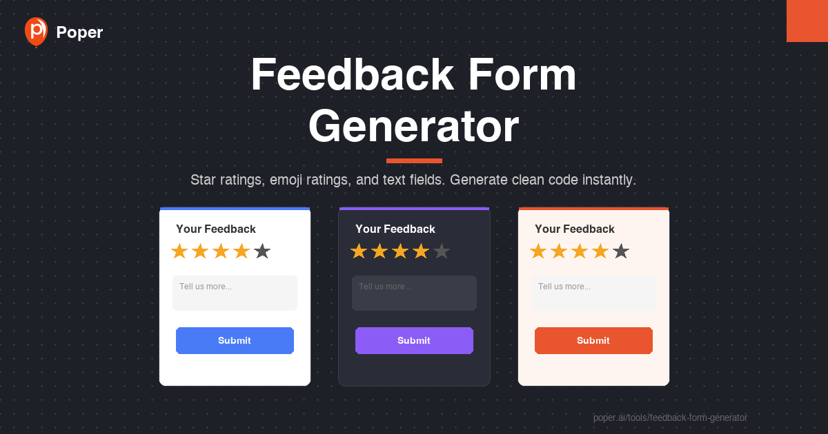 Free Feedback Form Generator — Star & Emoji Ratings - Poper