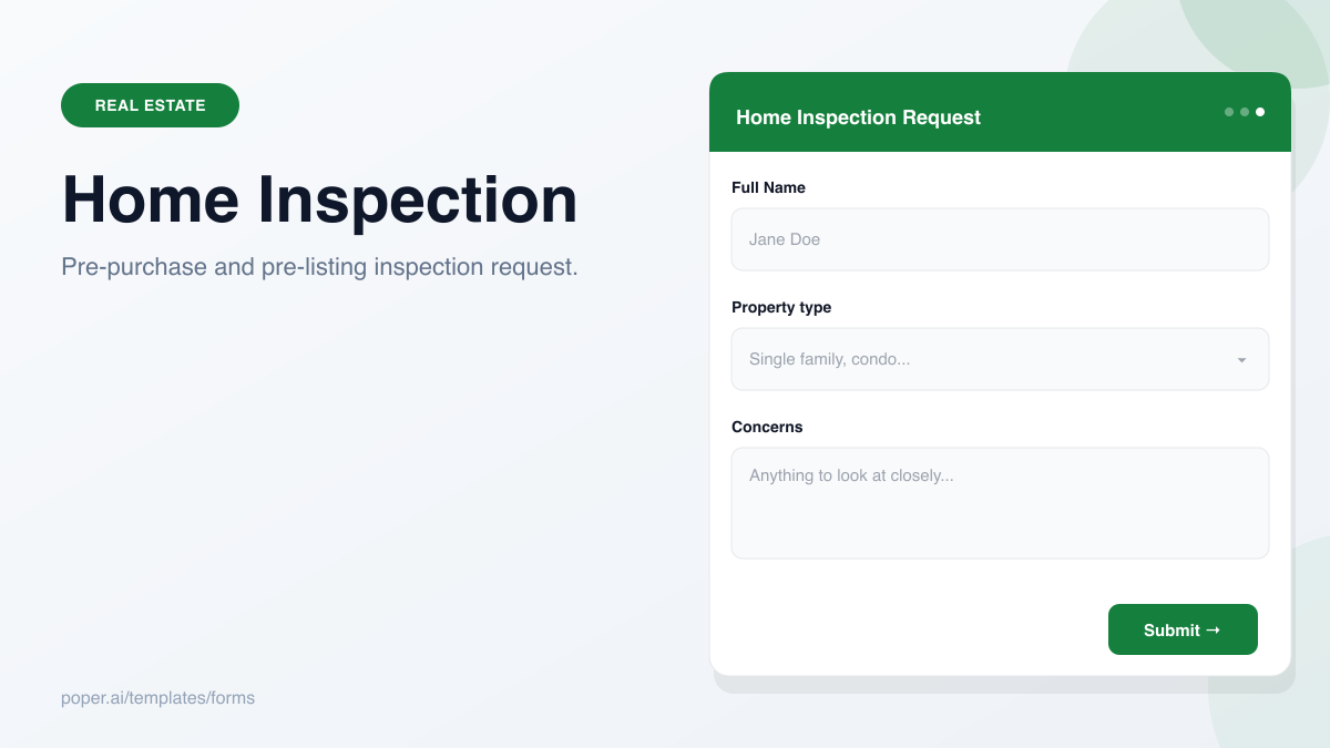 Home Inspection Request template preview