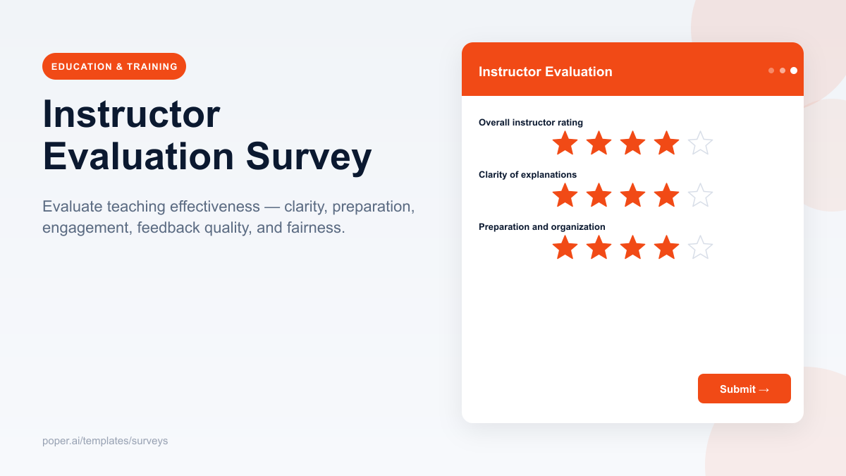 Instructor Evaluation Survey template preview