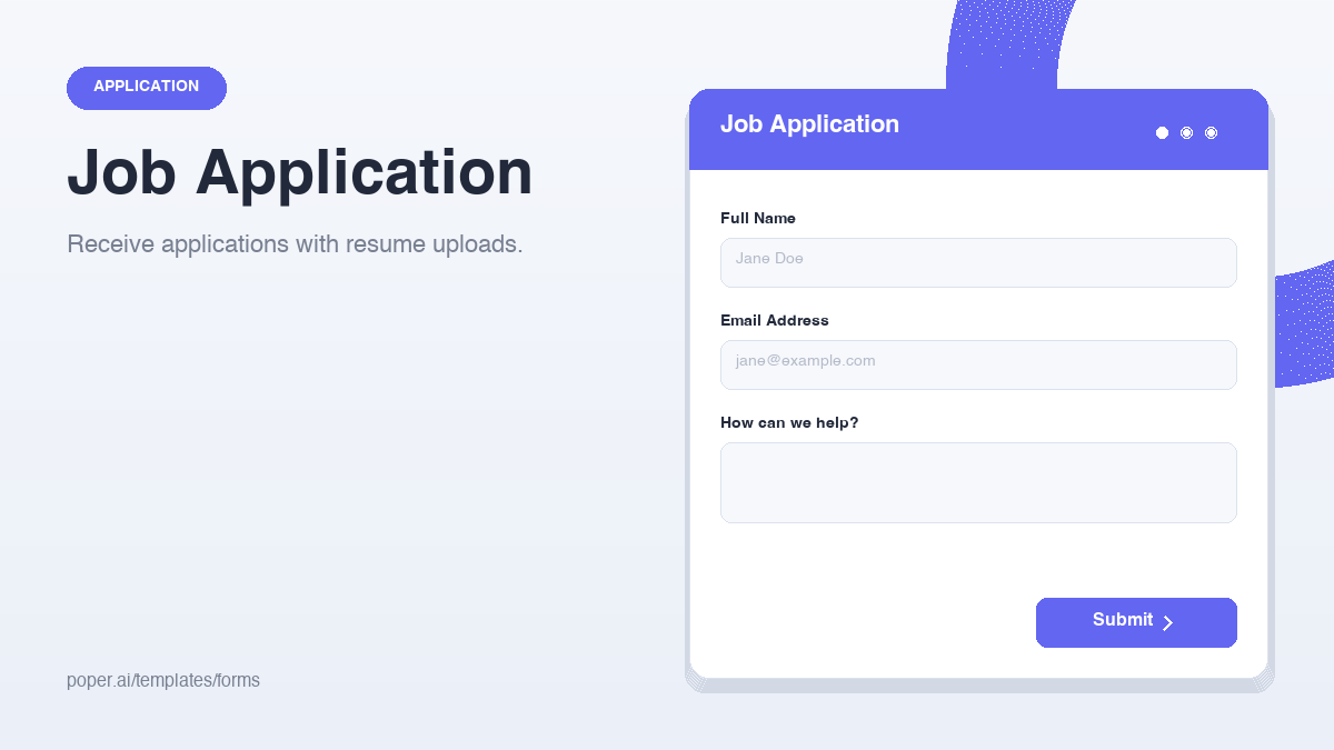 Job Application Form template preview