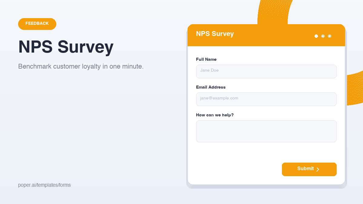 NPS Survey Form template preview