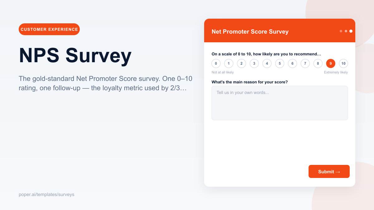 NPS Survey template preview