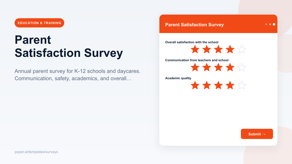 Parent Satisfaction Survey template preview