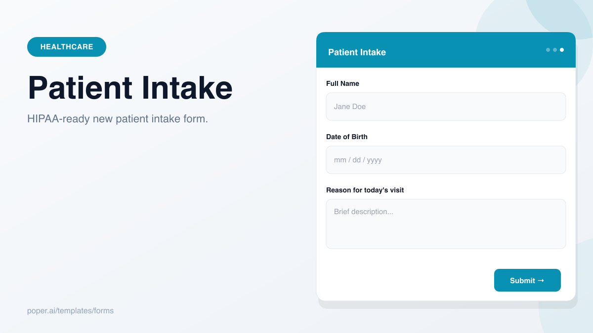 Patient Intake Form template preview