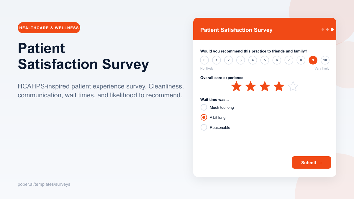 Patient Satisfaction Survey template preview