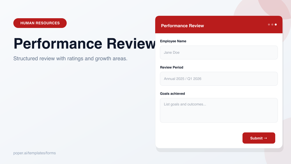 Performance Review Form template preview