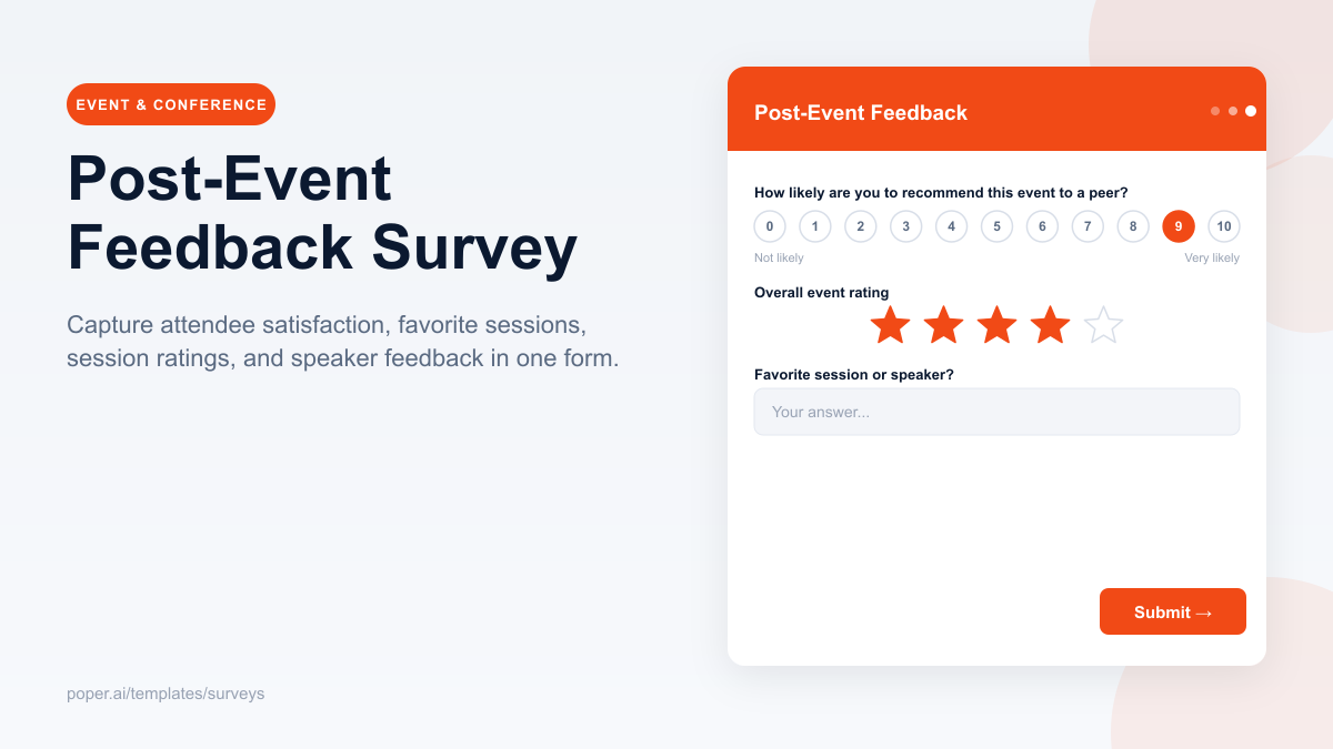 Post-Event Feedback Survey template preview