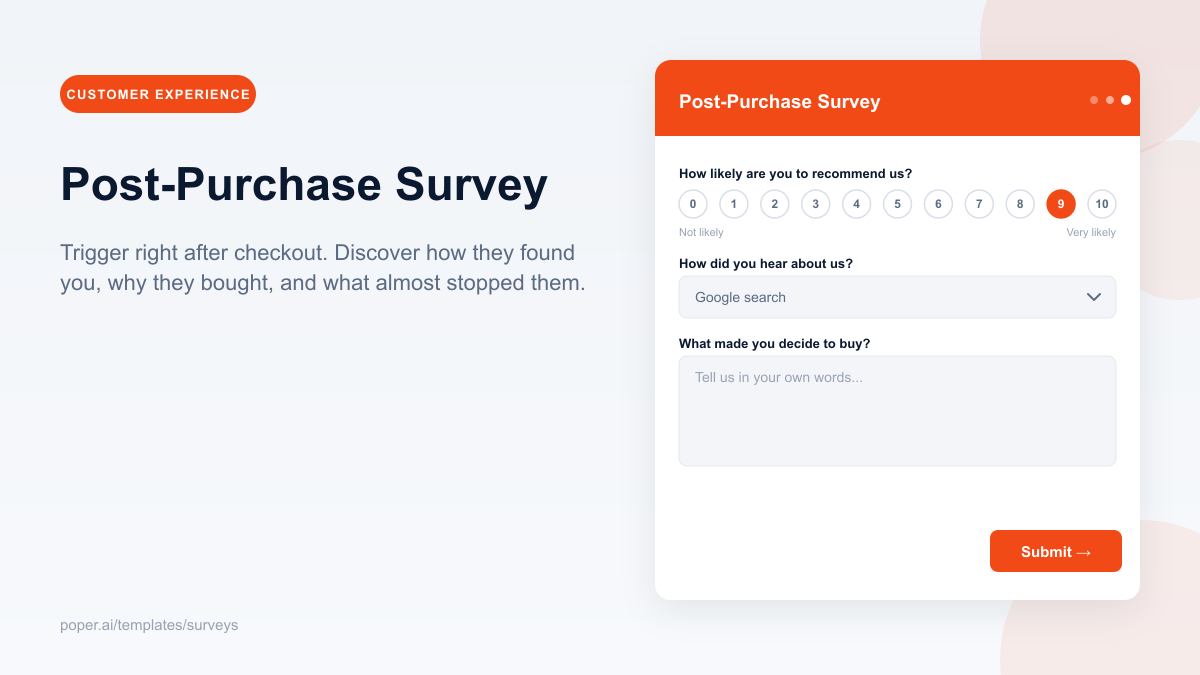 Post-Purchase Survey template preview