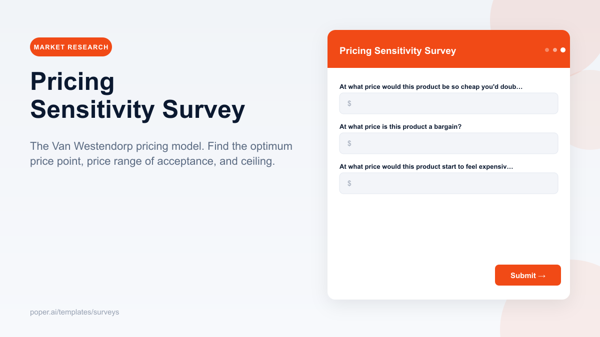 Pricing Sensitivity Survey template preview