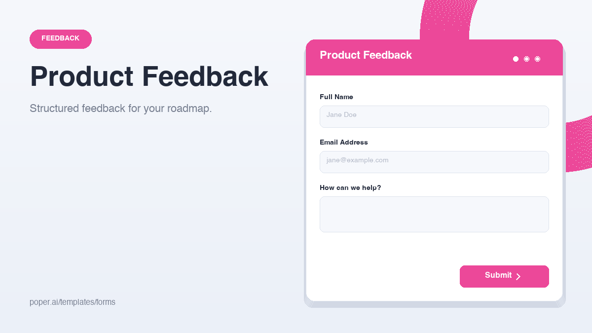 Product Feedback Form template preview